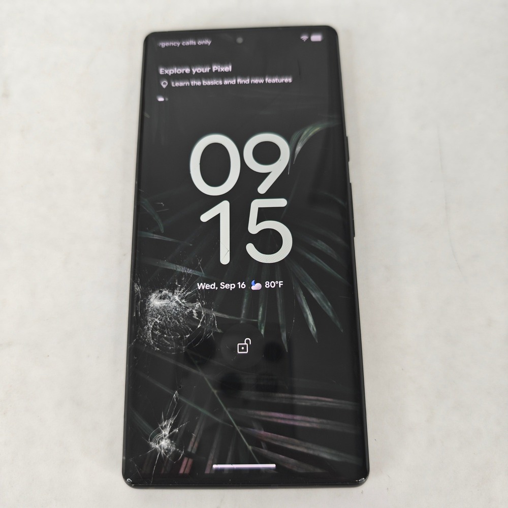 Google Pixel 6 Pro 256GB Unlocked Black Android Smartphone Cracked Screen Parts